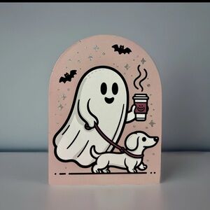 Pink Ghost and Dog Wall Decor